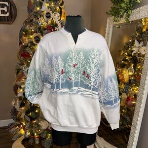 VTG 90’s Art Unlimited Cardinal Winter Scene Sweatshirt
